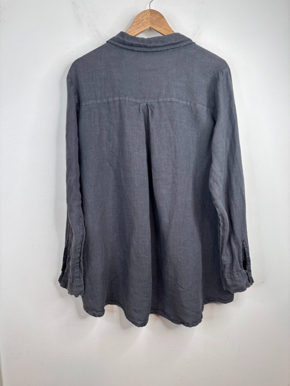 Cut Loose 100% Linen Button Up Tunic L Charcoal Grey High Low Lagenlook Artsy - Picture 3 of 8